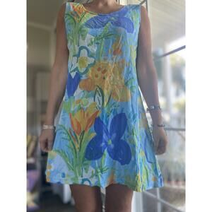 Jams World Dress Blue Yellow Floral M